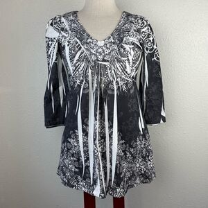 Live and Let Live Sequined V-Neck Top Size S EUC